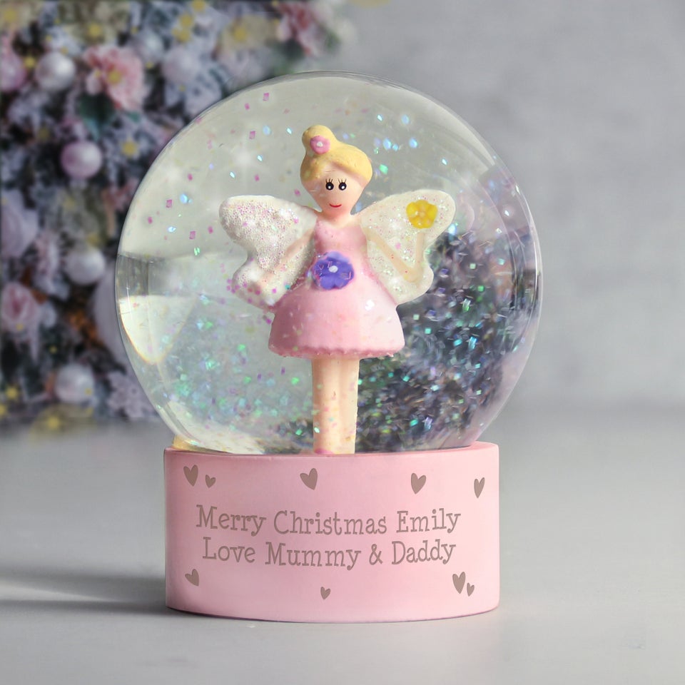 Personalised Memento Company Pink Fairy Glitter Snow Globe