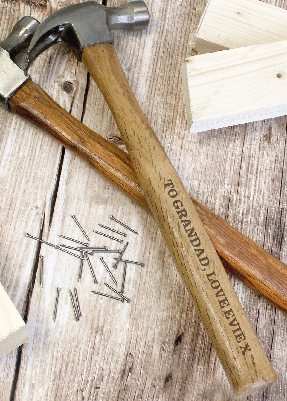 Personalised Memento Company Wood Bold Text Hammer