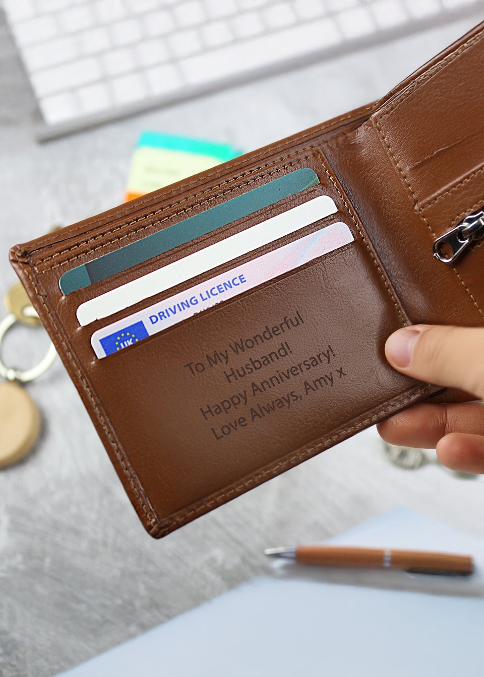 Personalised Memento Company Tan Leather Wallet