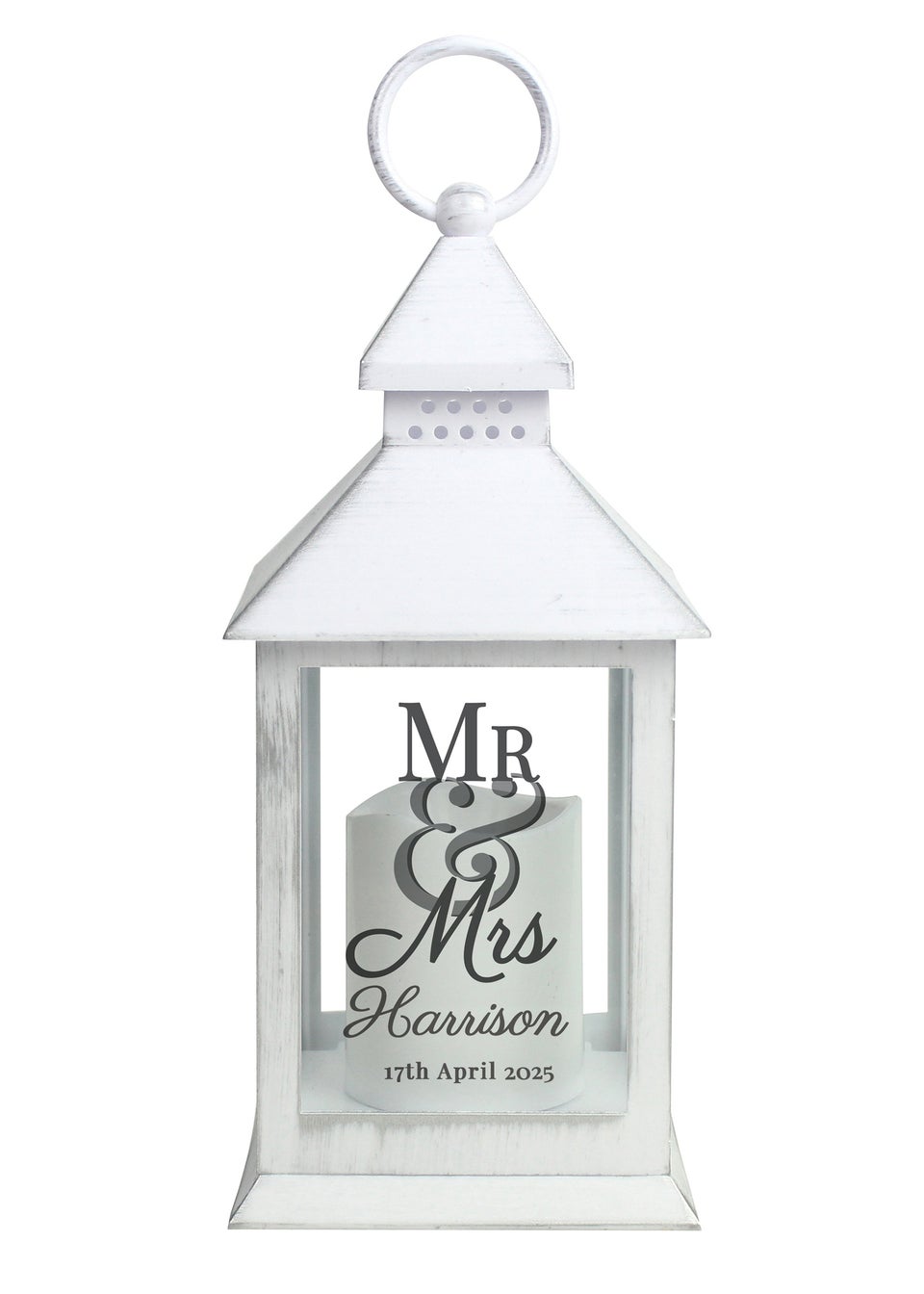 Personalised Memento Company White Mr & Mrs White Lantern