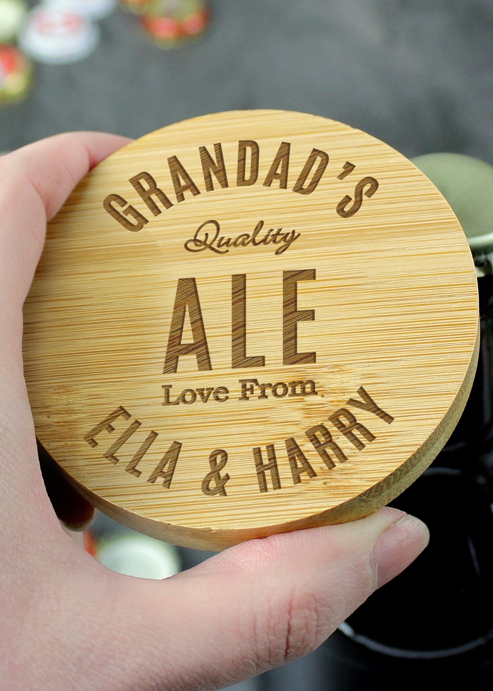 Personalised Memento Company Wood Bamboo Bottle Opener Coaster