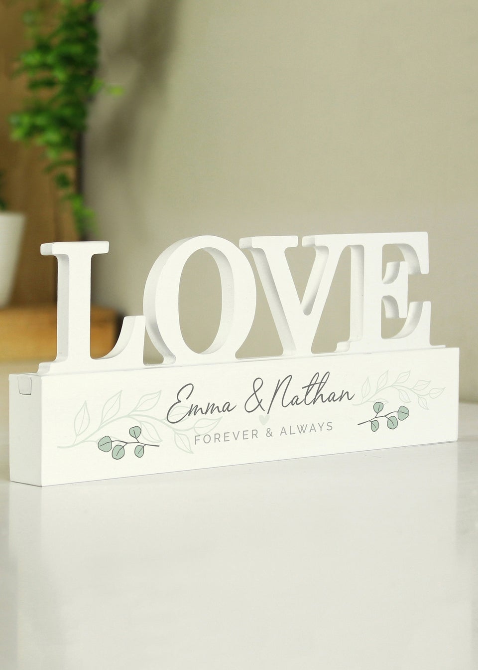 Personalised Memento Company White Wood Botanical Love Ornament