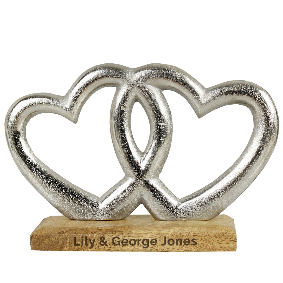 Personalised Memento Company Wood Double Heart Ornament