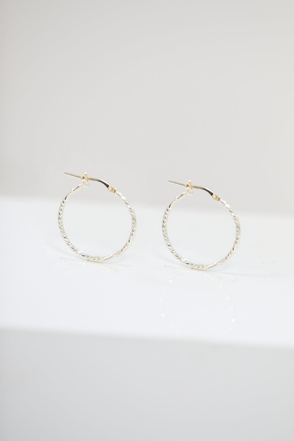 Simply Silver Sterling Silver 925 Fine Twisted Diamond Cut Hoop Earrings