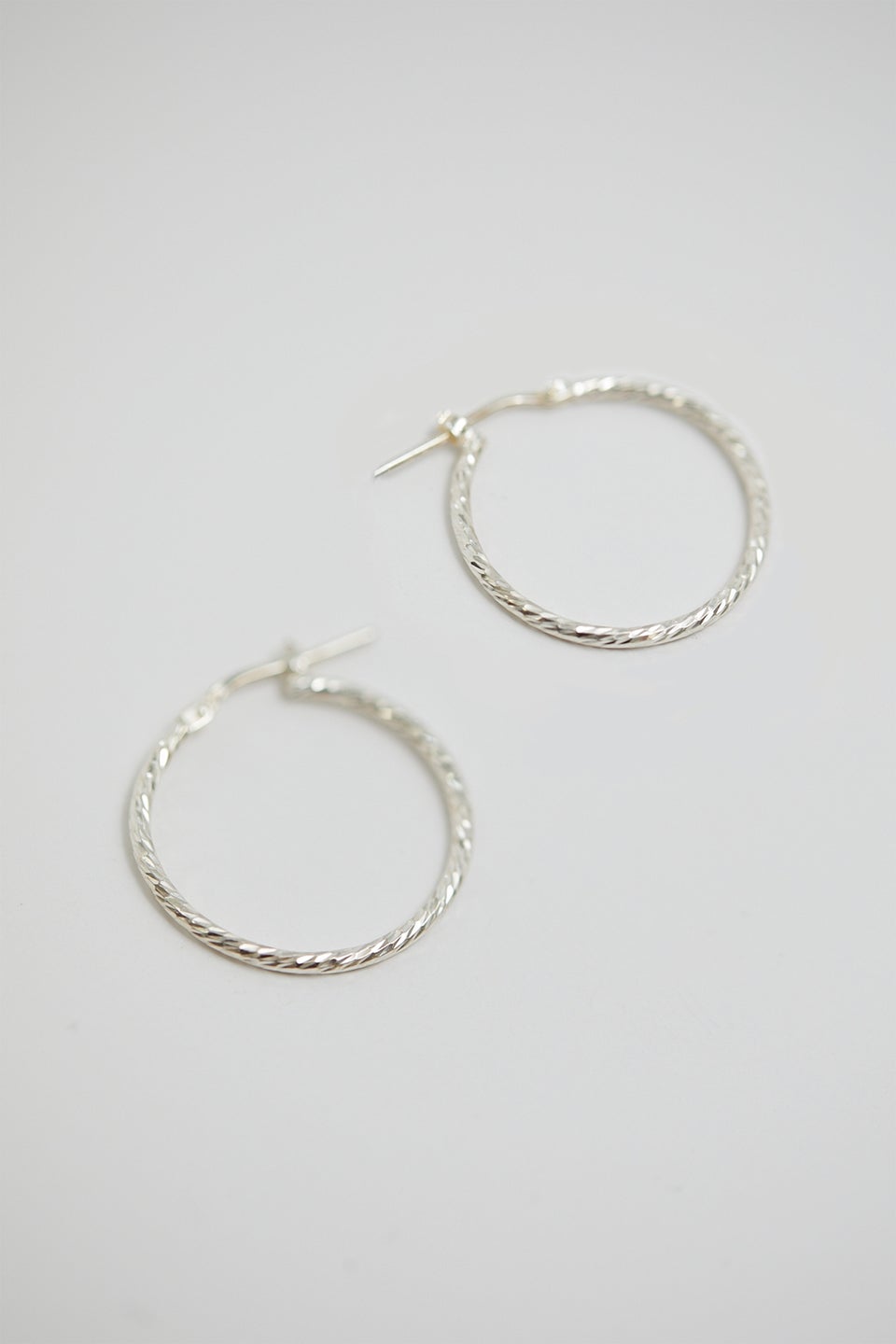 Simply Silver Sterling Silver 925 Fine Twisted Diamond Cut Hoop Earrings
