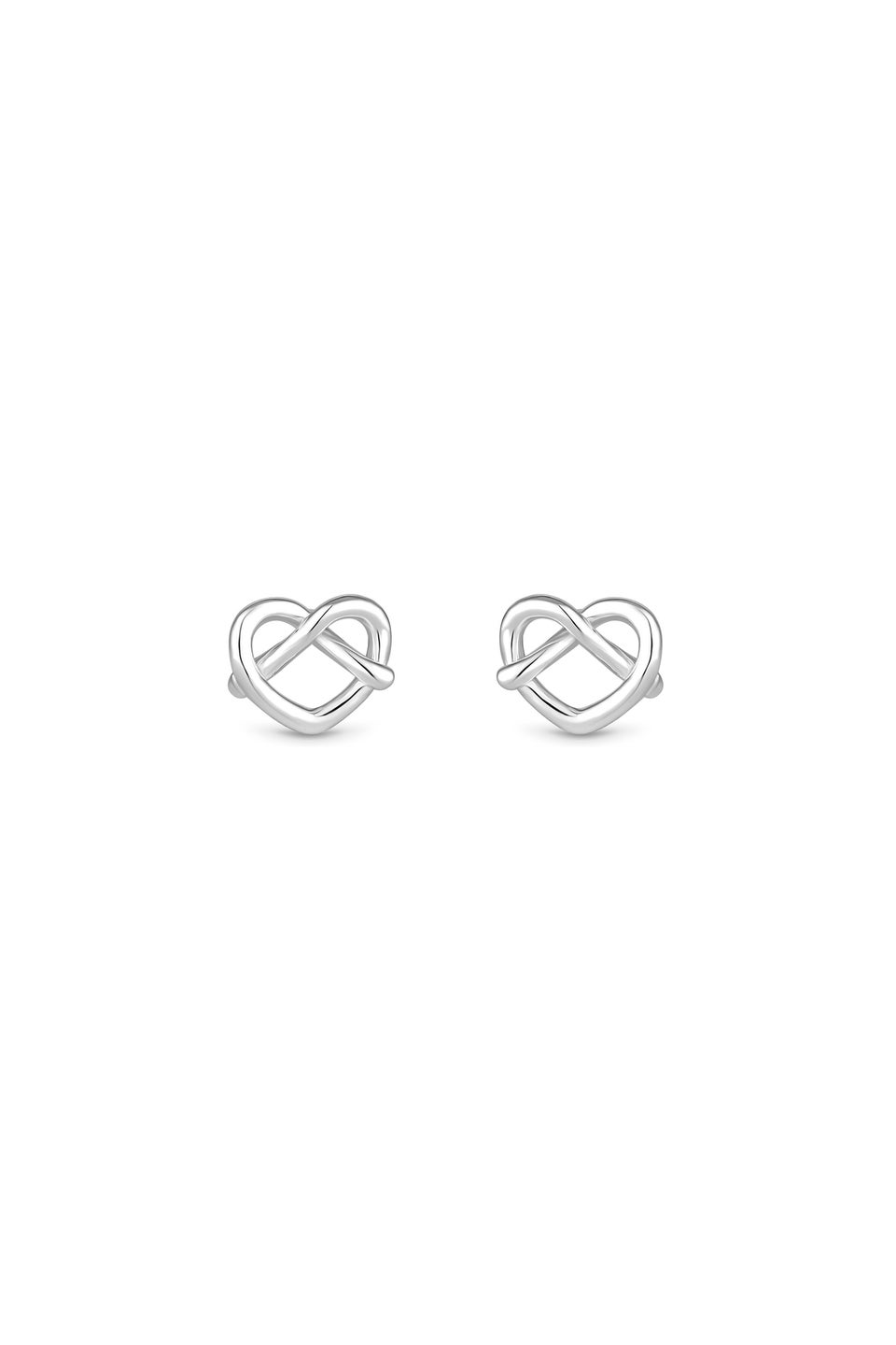 Simply Silver Sterling Silver 925 Open Crossover Heart Stud Earrings