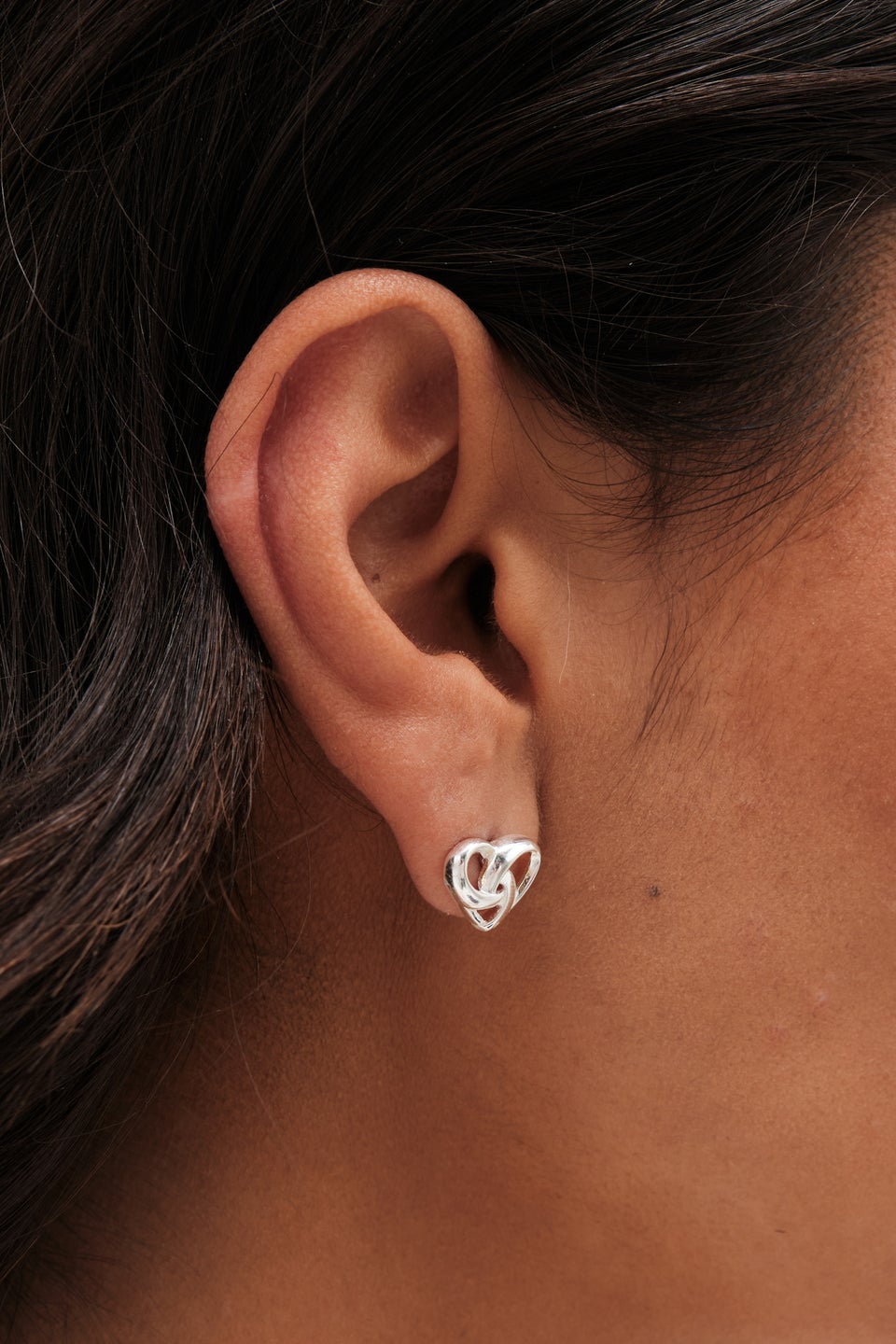 Simply Silver Sterling Silver 925 Knotted Heart Stud Earrings