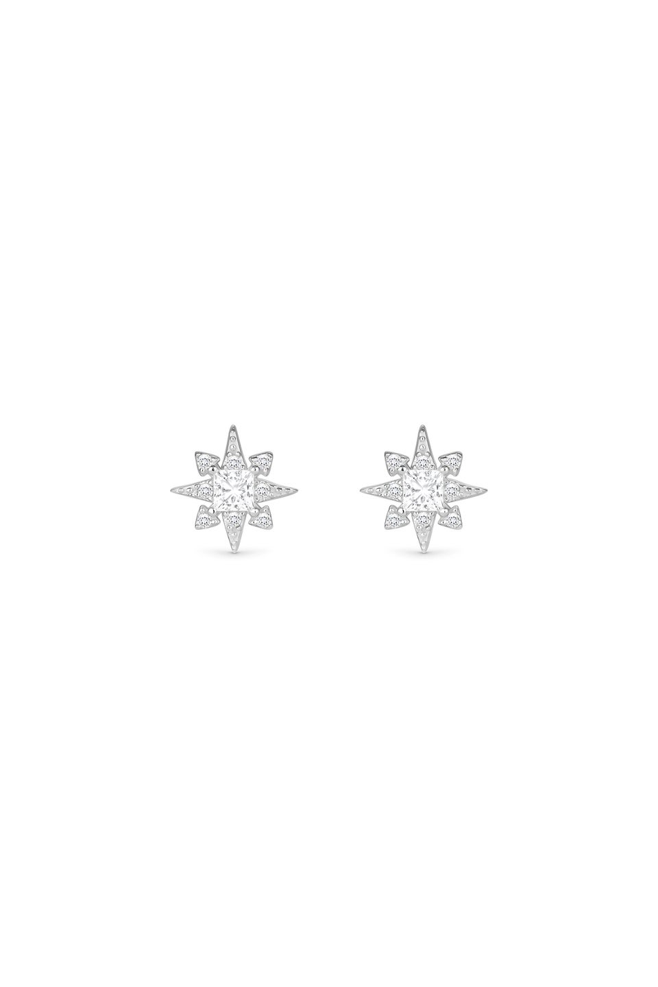 Simply Silver Sterling Silver 925 Cubic Zirconia Star Stud Earrings