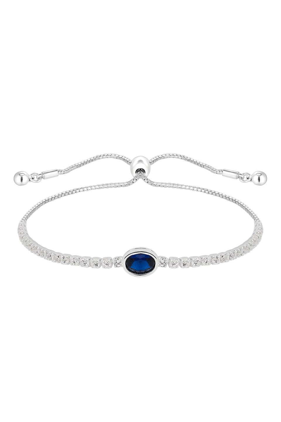 Jon Richard Silver Plated Cubic Zirconia Blue Stone Toggle Bracelet