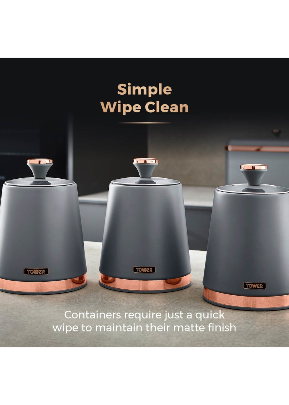 Tower Cavaletto Grey Canisters Set Of 3