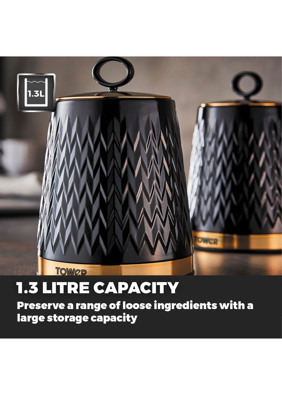Tower Empire Black Canisters Set Of 3