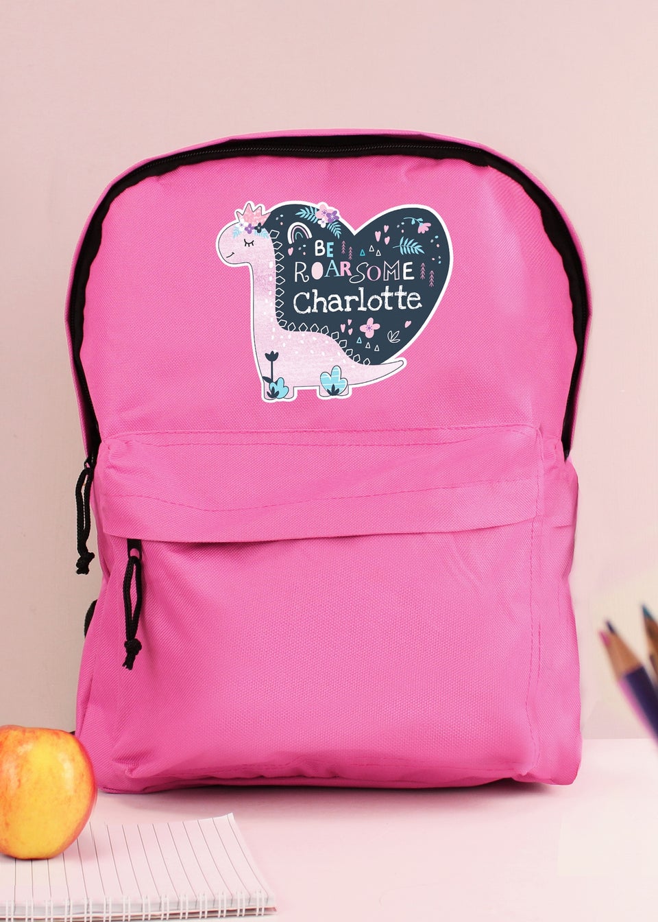 Personalised Memento Company Pink Dinosaur Backpack