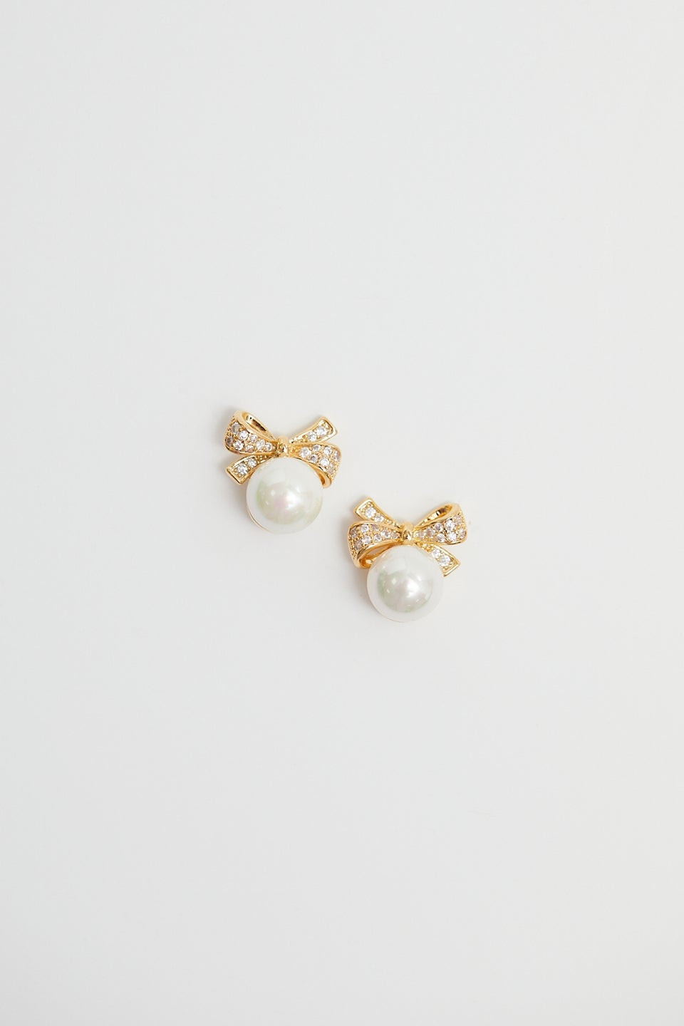 Jon Richard Gold Plated Cubic Zirconia And Pearl Bow Earrings