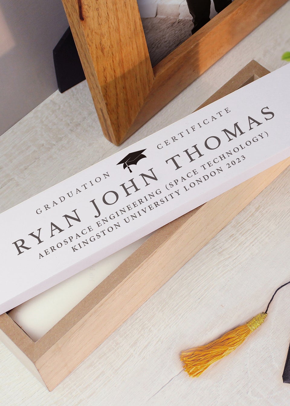 Personalised Memento Company Wood Graduation Certificate Holder