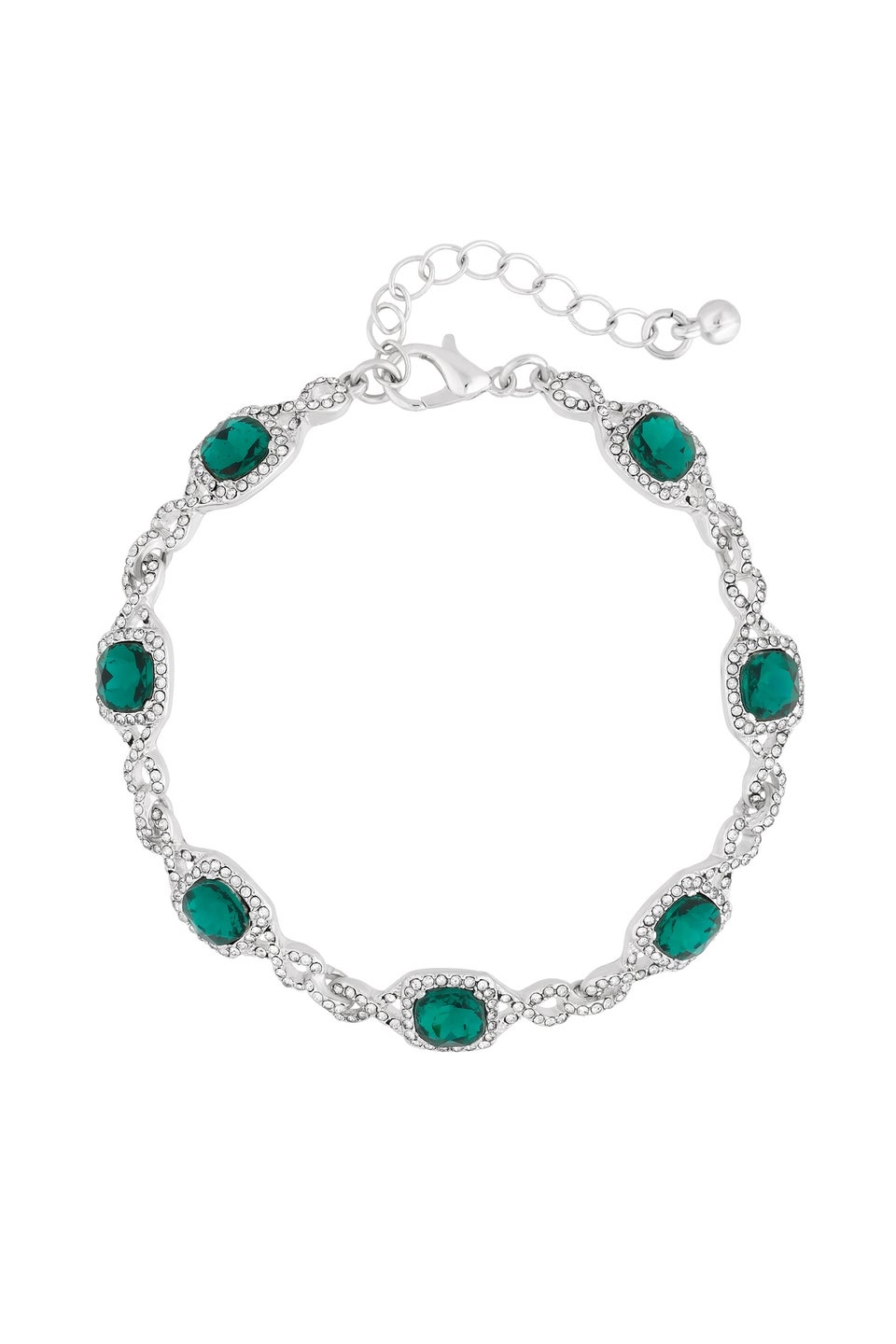 Jon Richard Silver Plated Emerald Green Infinity Bracelet