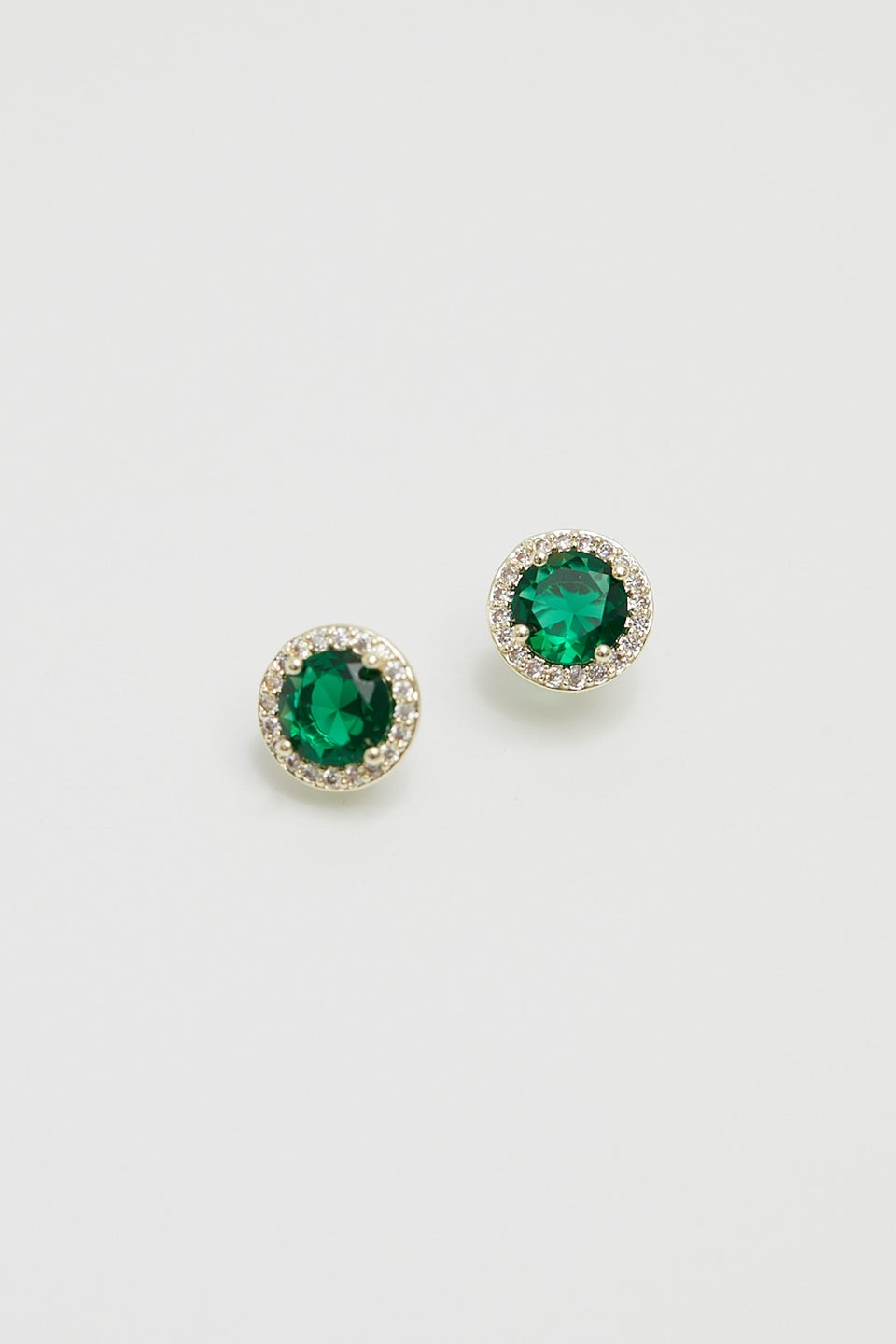 Jon Richard Gold Plated Cubic Zirconia Green Stud Earrings