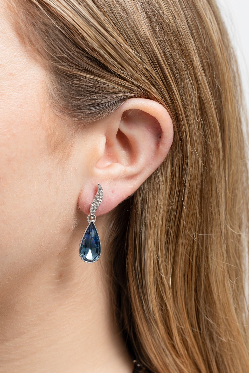 Jon Richard Silver Plated And Statement Blue Peardrop Earrings