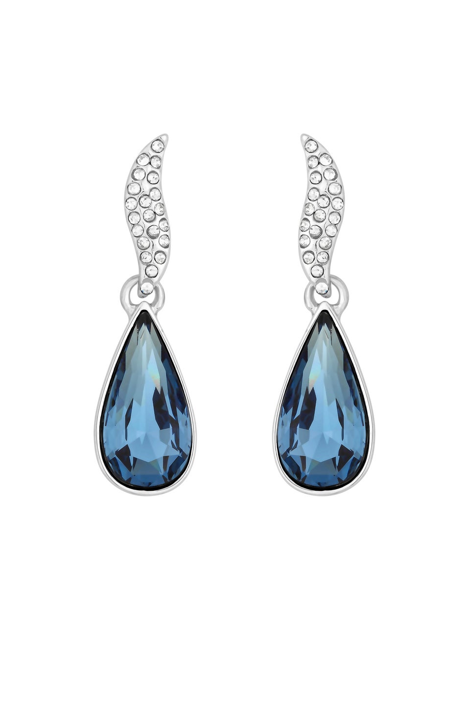 Jon Richard Silver Plated And Statement Blue Peardrop Earrings