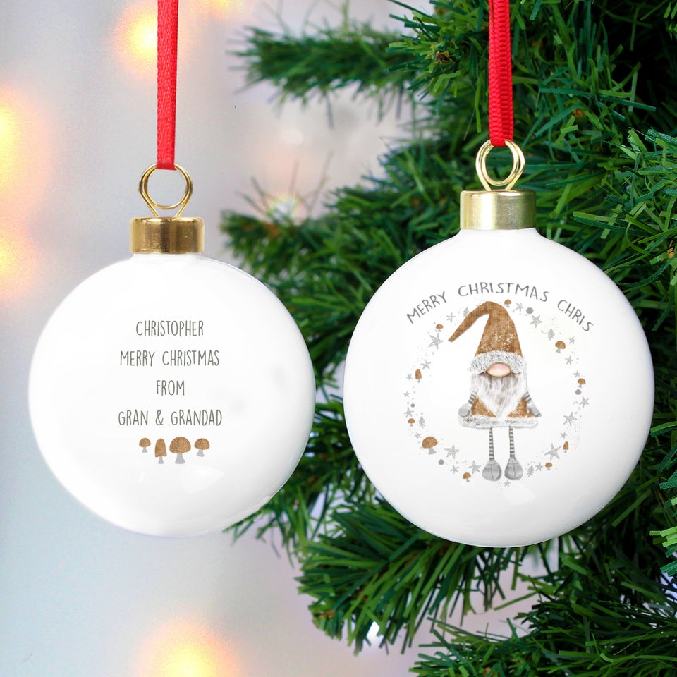 Personalised Memento Company White Christmas Gonk Bauble