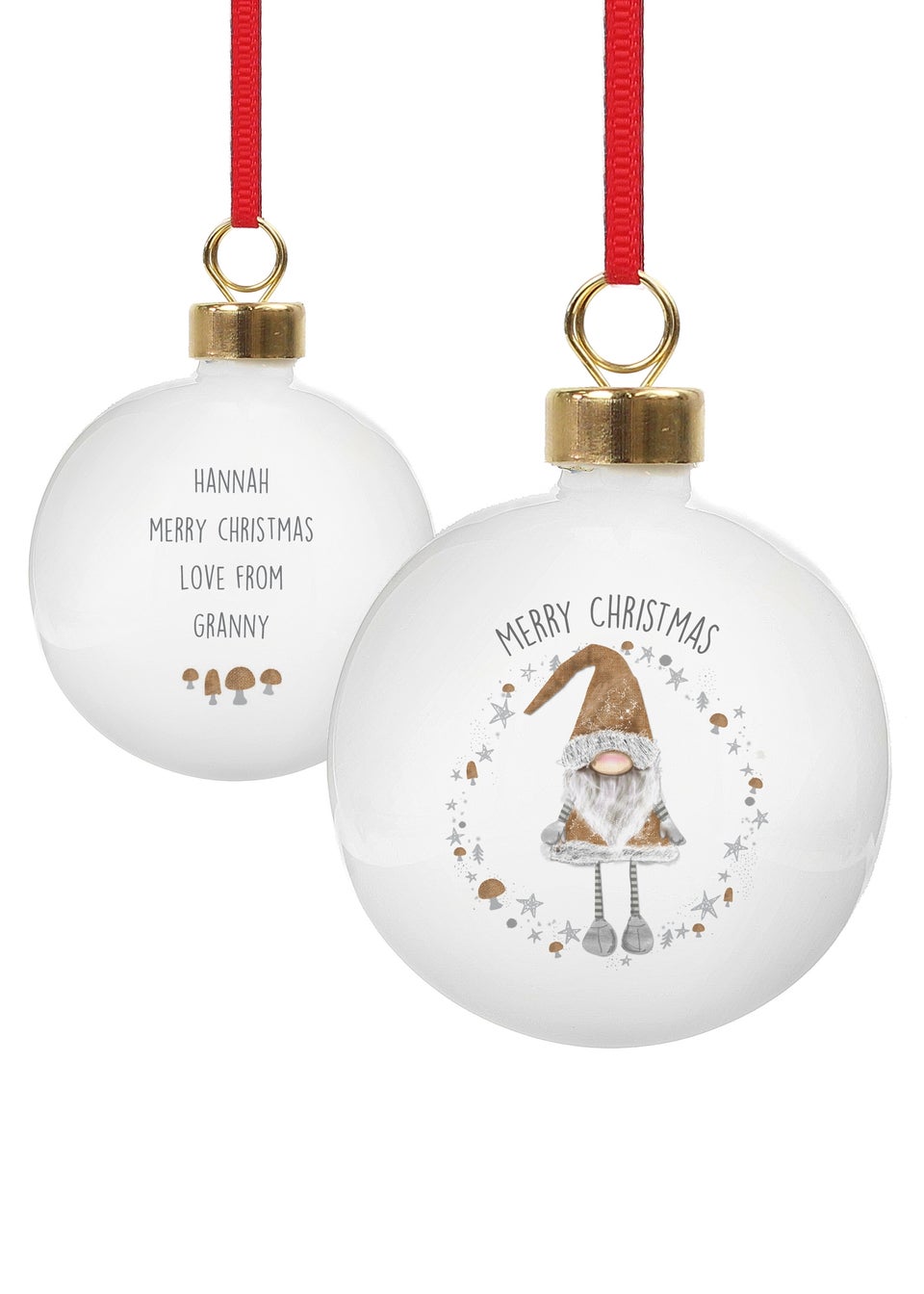 Personalised Memento Company White Christmas Gonk Bauble