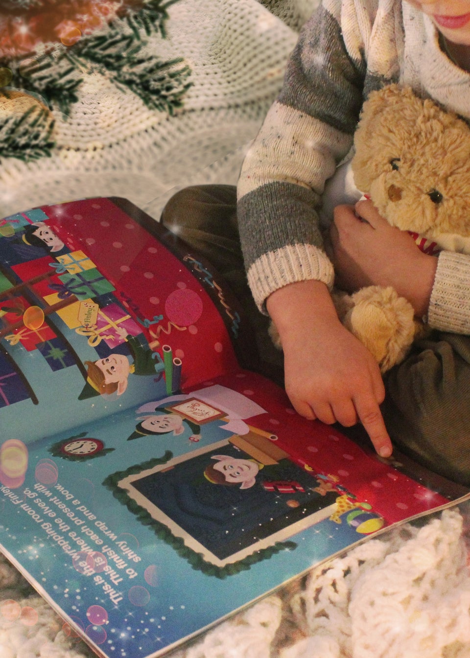 Personalised Memento Company Blue Magical Christmas Adventure Story Book and Teddy Bear