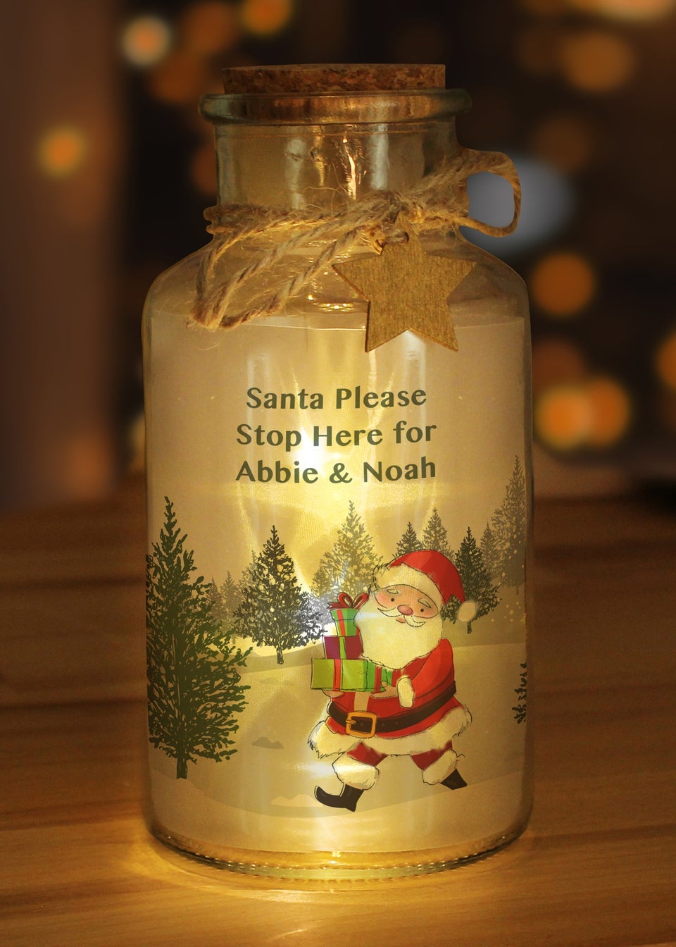 Personalised Memento Company Clear Santa LED Glass Jar