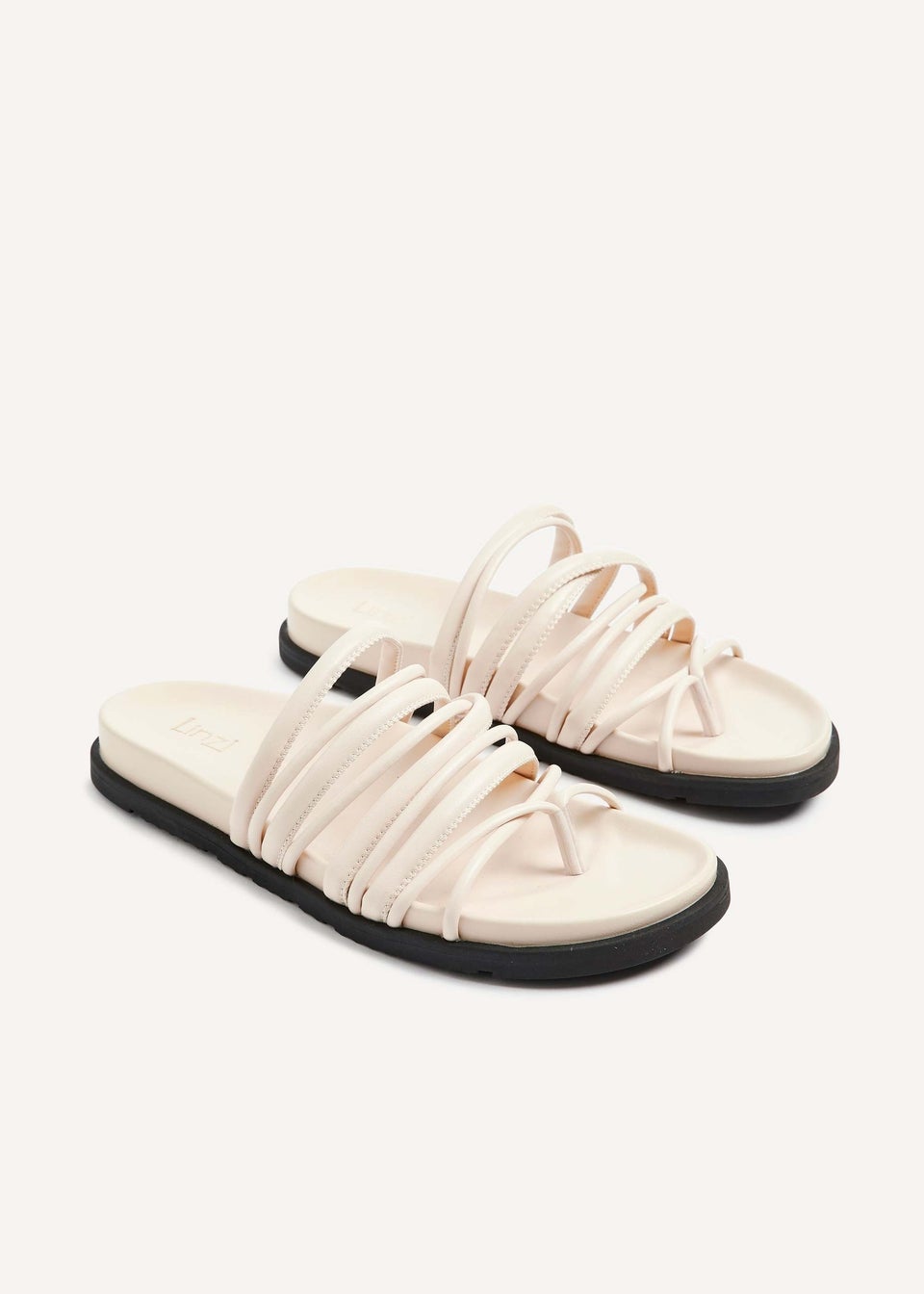 Linzi Rexa Ivory Faux Leather Toe Post Sandal