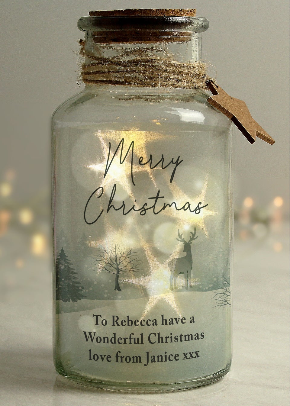 Personalised Memento Company Clear Merry Christmas LED Glass Jar