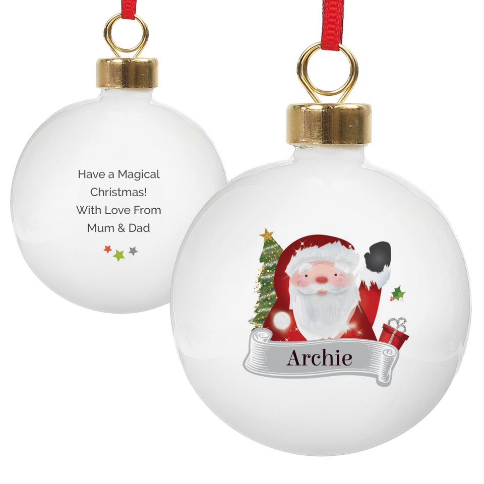 Personalised Memento Company White Santa Claus Bauble