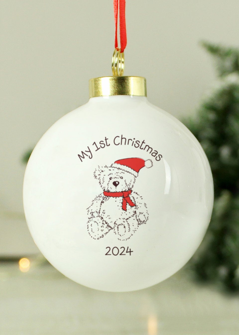 Personalised Memento Company White My 1st Xmas Teddy Bear Bauble