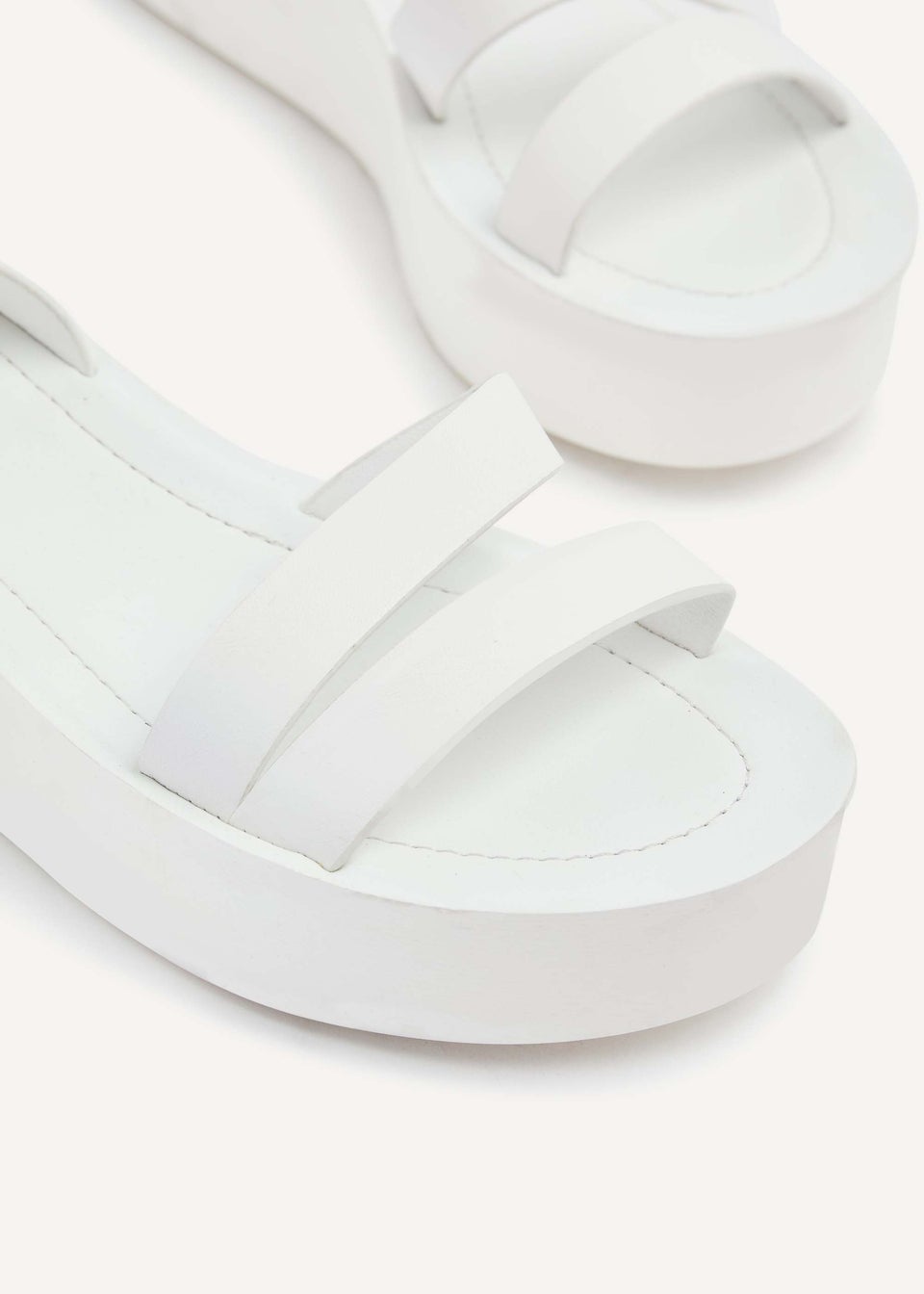 Linzi Lillie White Faux Leather Two Part Flatform Sandal