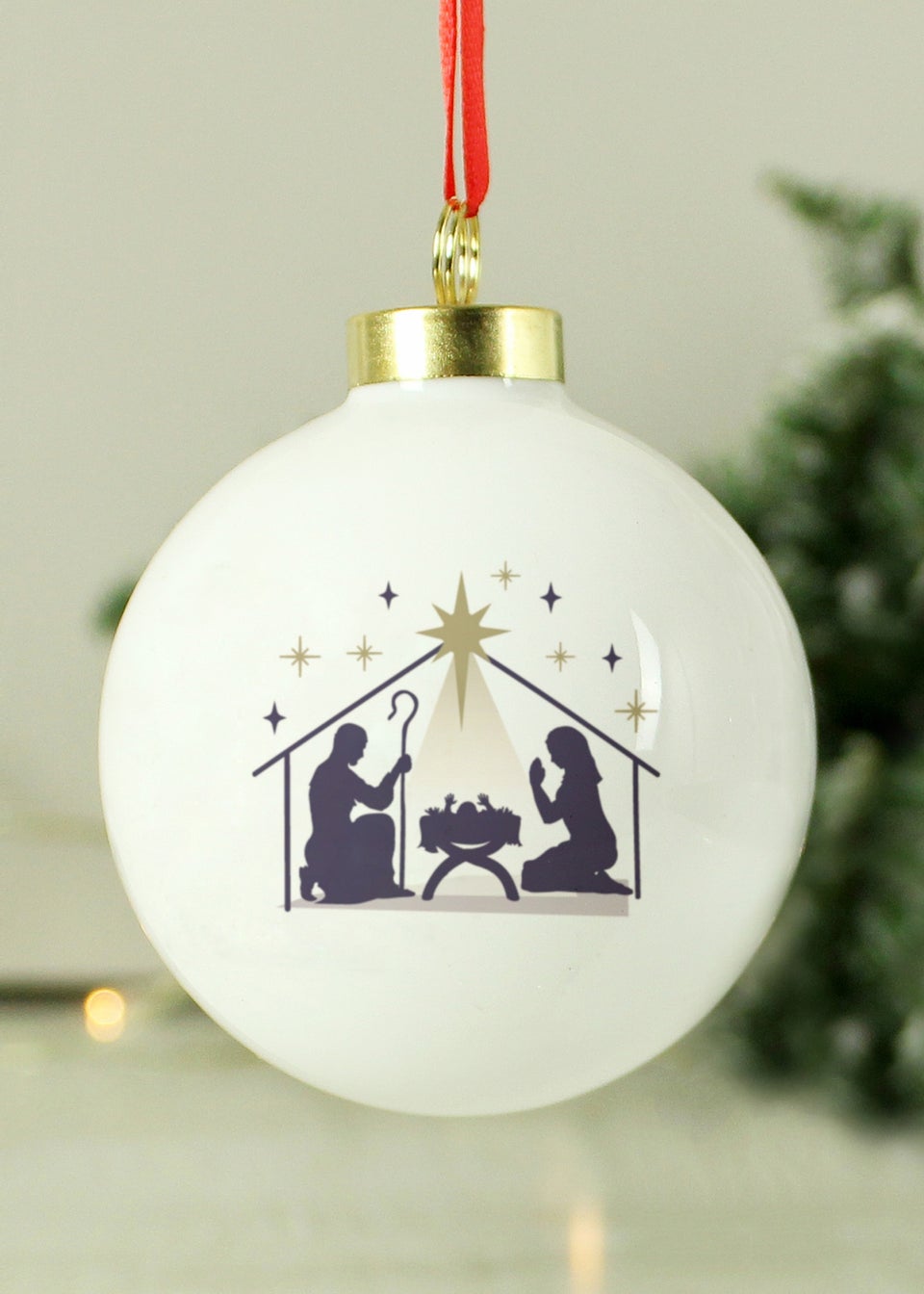 Personalised Memento Company White Nativity Bauble