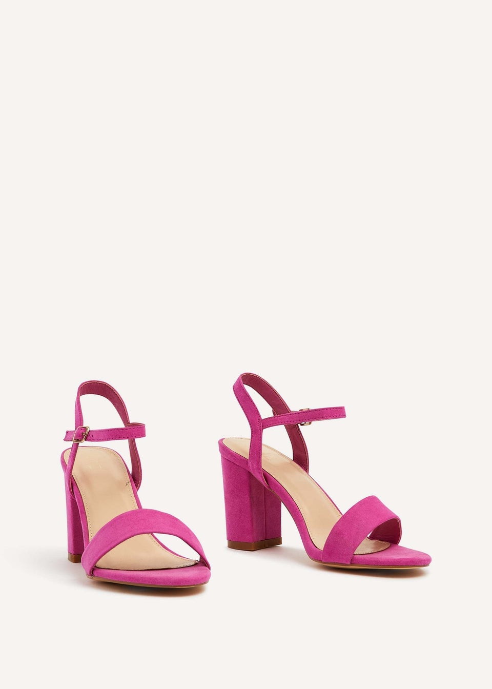 Linzi Skyline Pink Faux Suede Open Back Barely There Block Heeled Sandal Matalan