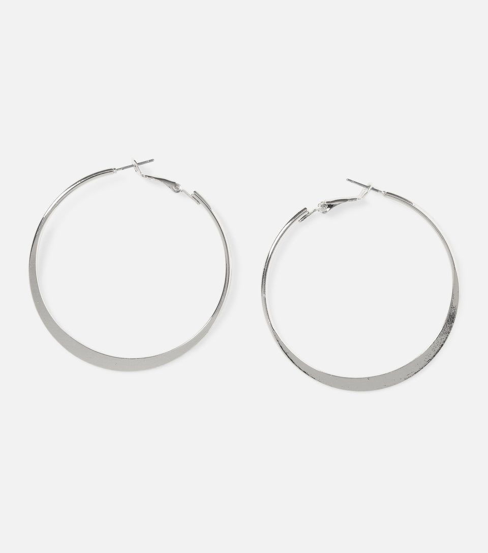 Muse Silver Large Knife Edge Hoop Earrings