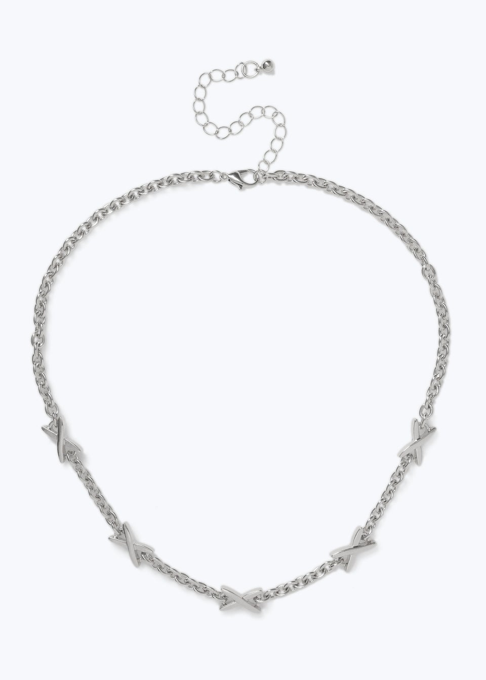 Muse Silver X Station Necklace Matalan
