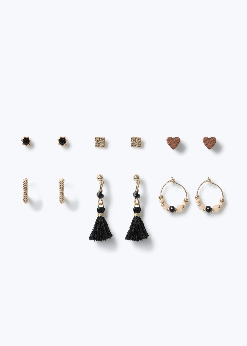 Muse Black Tassel Six Pack Earrings Matalan