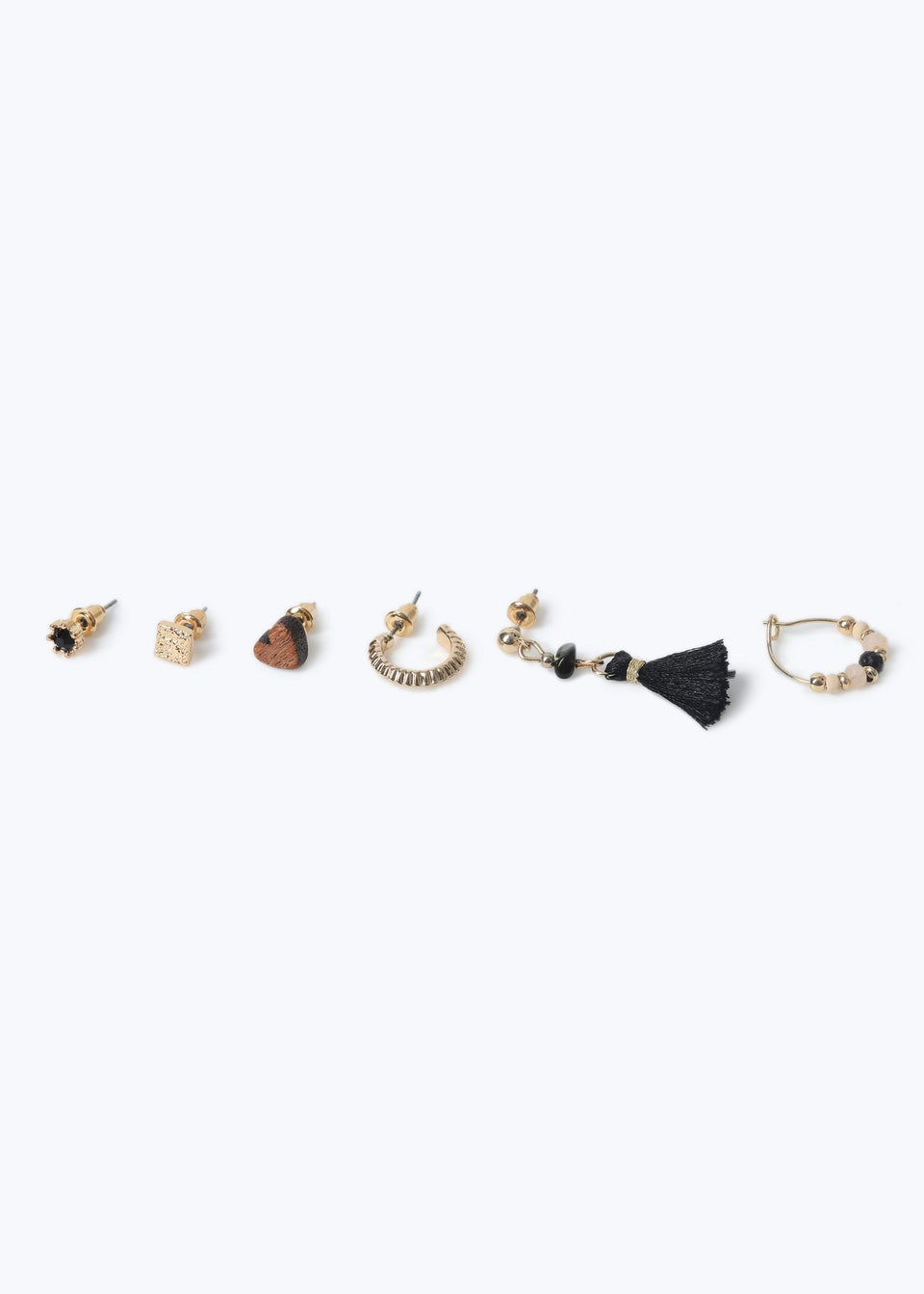 Muse Black Tassel Six Pack Earrings Matalan