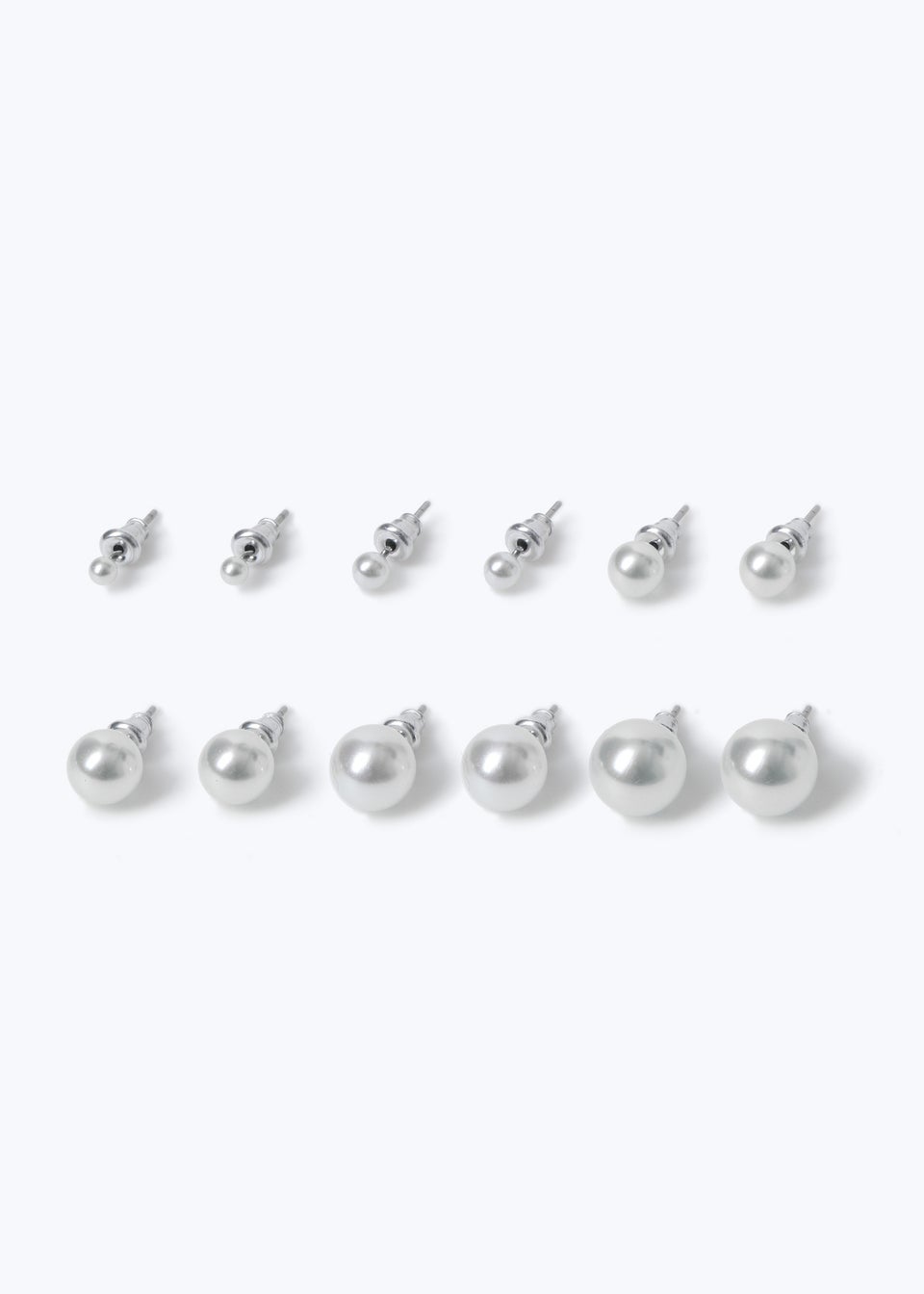 Muse Silver Classic Pearl Six Pack Earrings