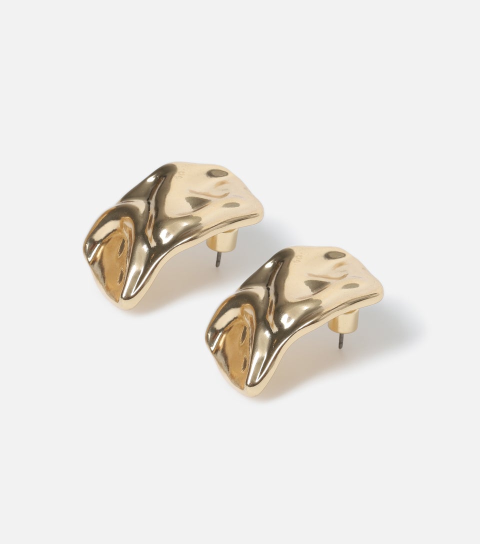 Muse Gold Square Molten Stud Earring