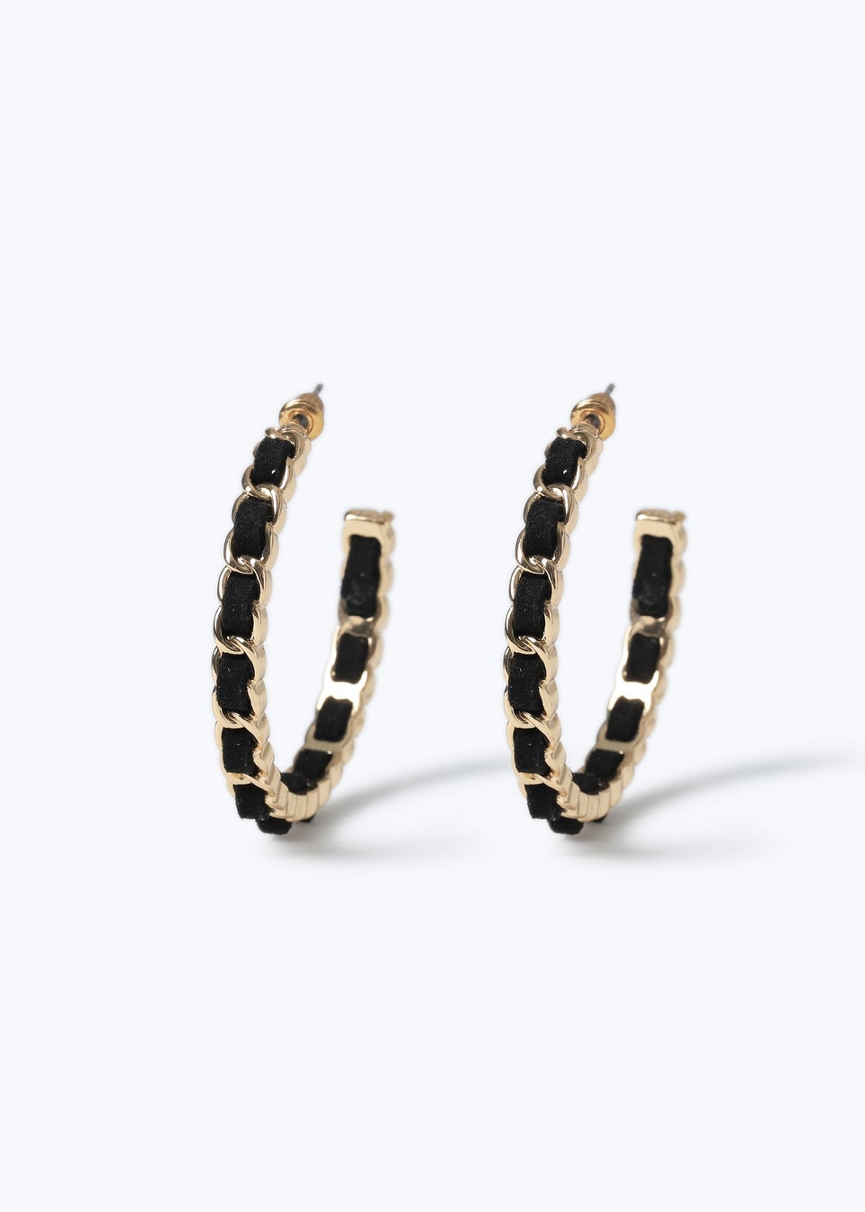 Muse Black Threaded Chain Hoop Earring