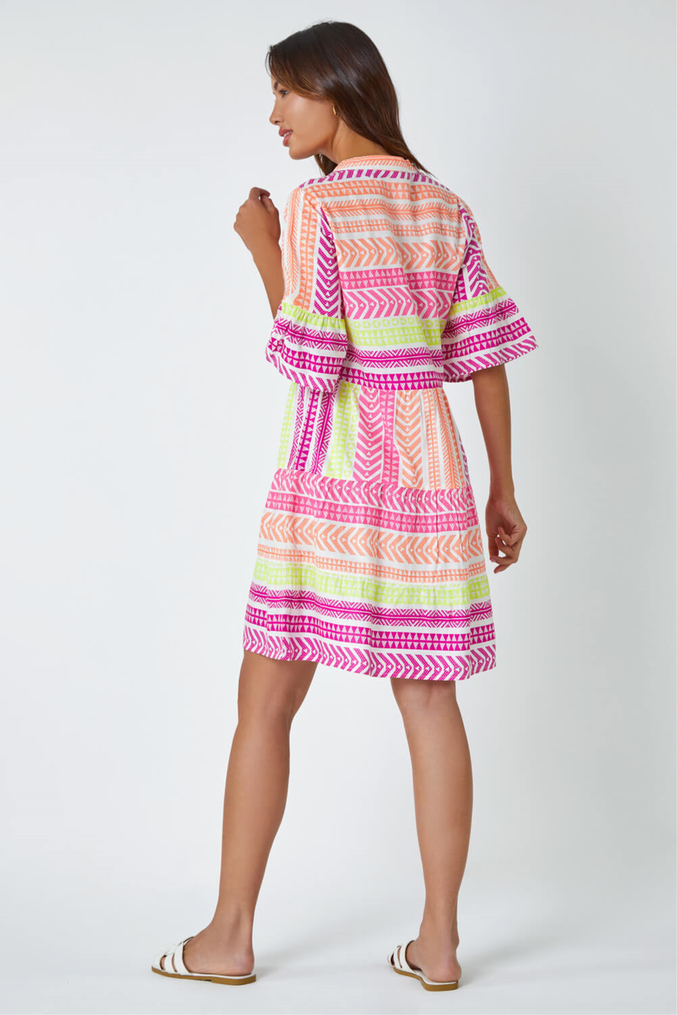 Roman Multi Aztec Print Smock Dress