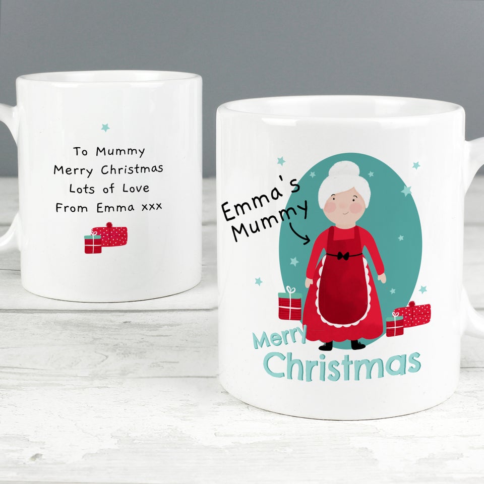 Personalised Memento Company White Mrs Claus Christmas Mug