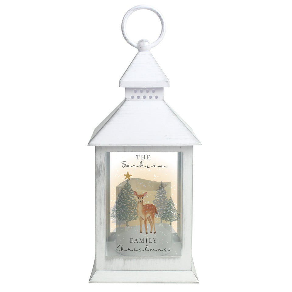 Personalised Memento Company White Christmas Deer White LED Lantern