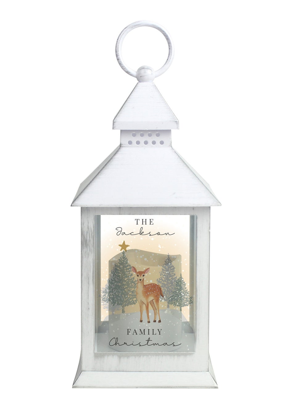 Personalised Memento Company White Christmas Deer White LED Lantern