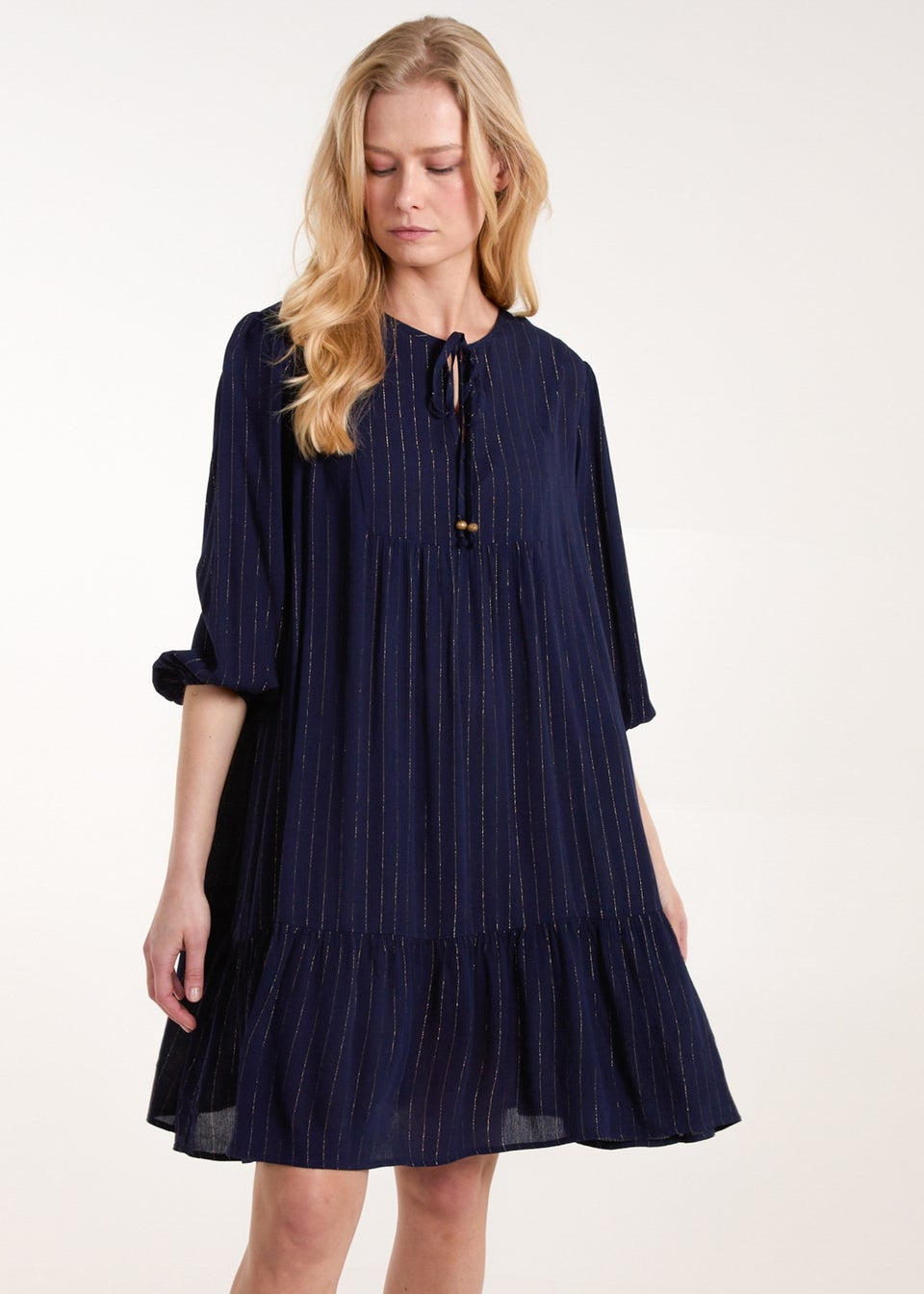 Blue Vanilla Navy Tiered Smock Dress