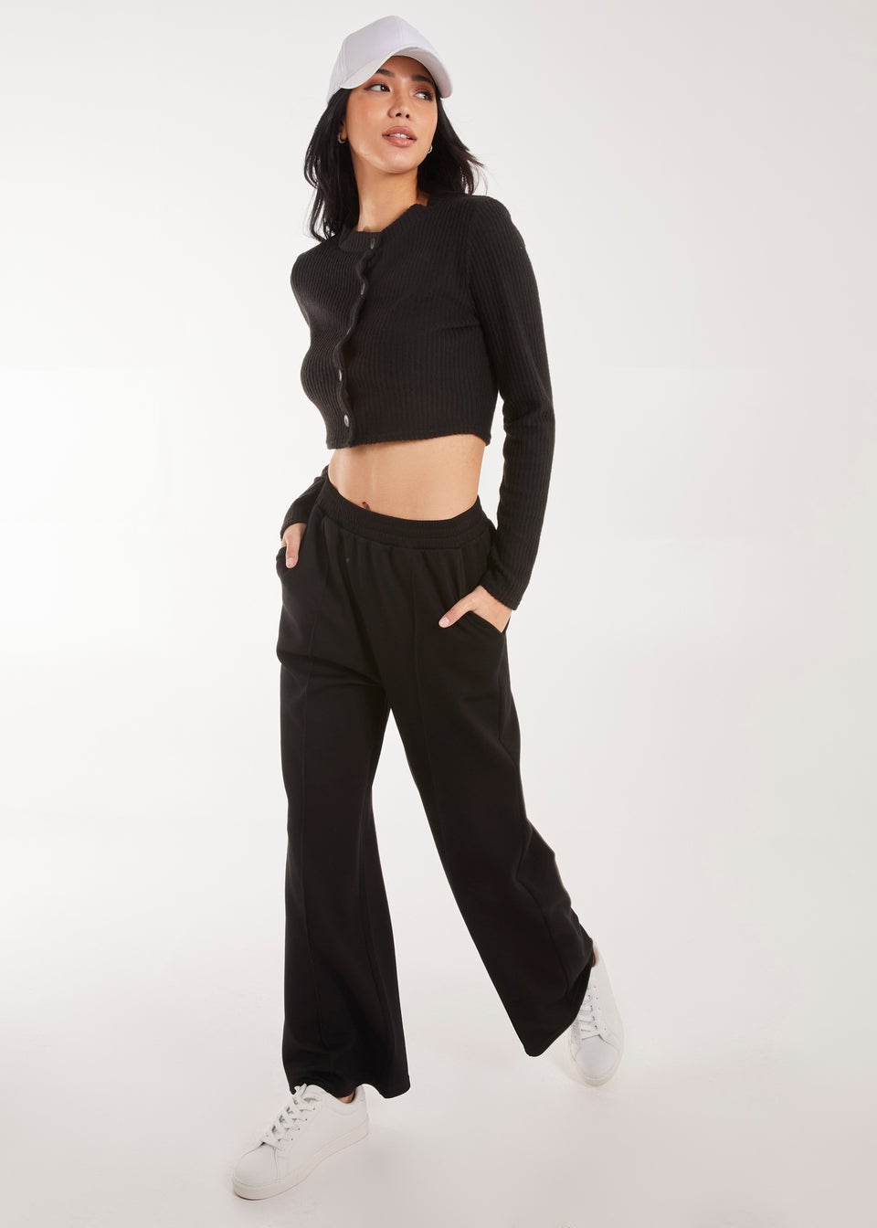 Pink Vanilla Black Wide Leg Joggers