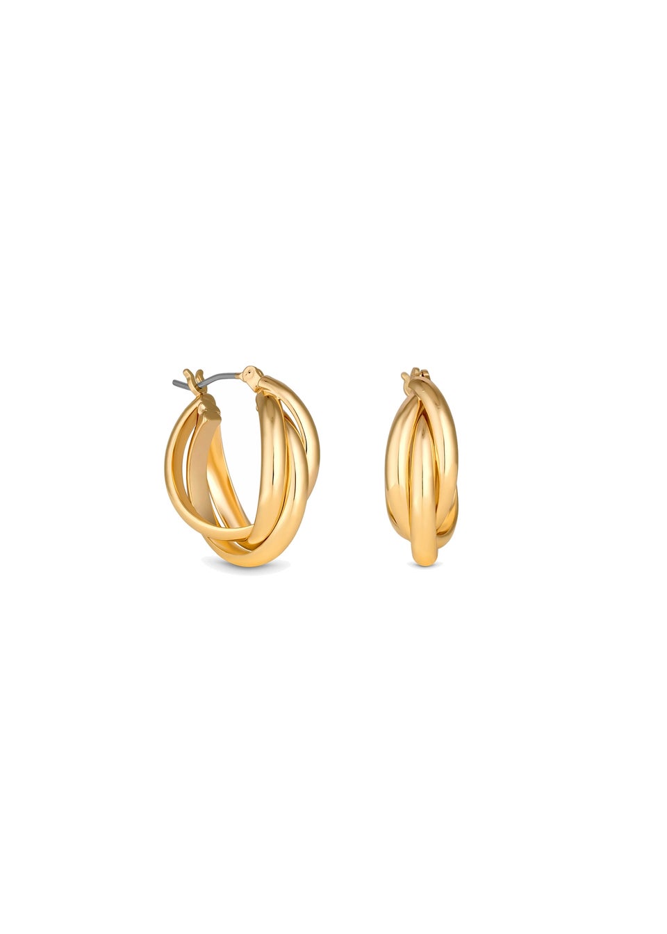 Jon Richard Gold Plated Polished Interlocking Hoop Earrings