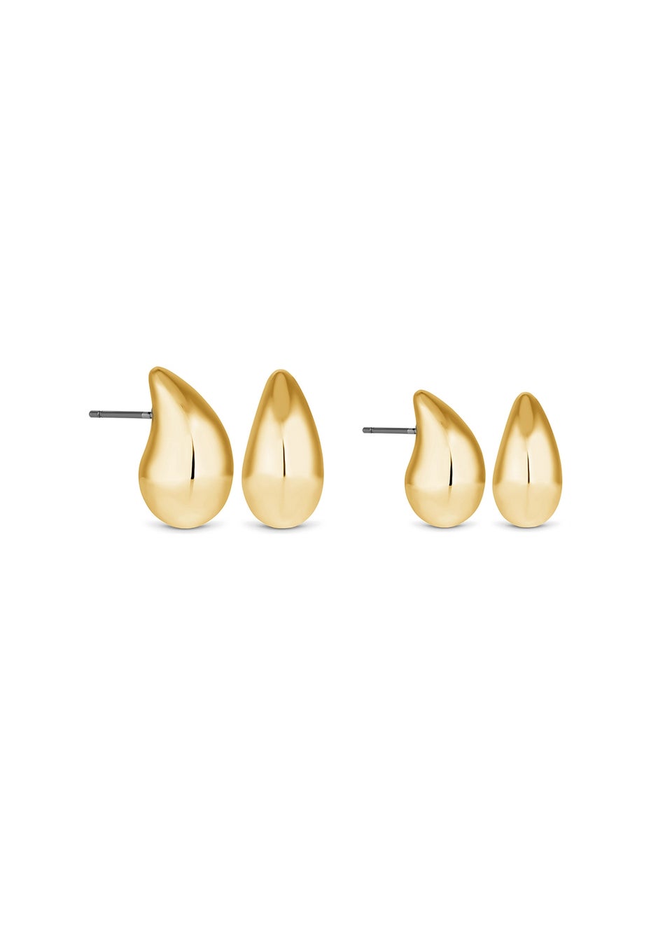 Mood Gold Polished Dome Hoop Earrings - Pack of 2