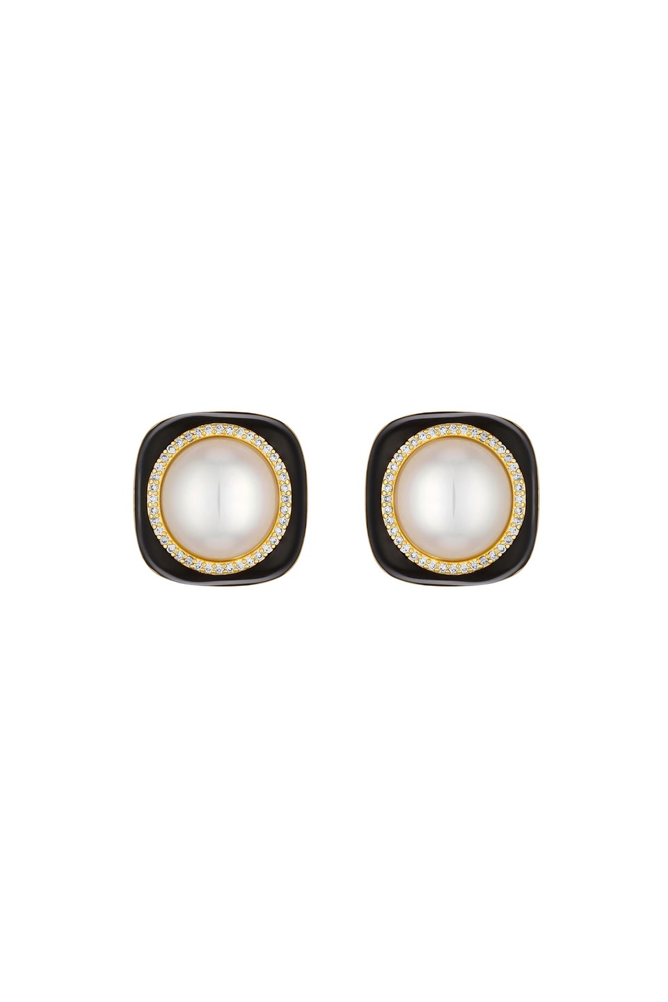 Jon Richard Gold Plated Jet and Pearl Earrings
