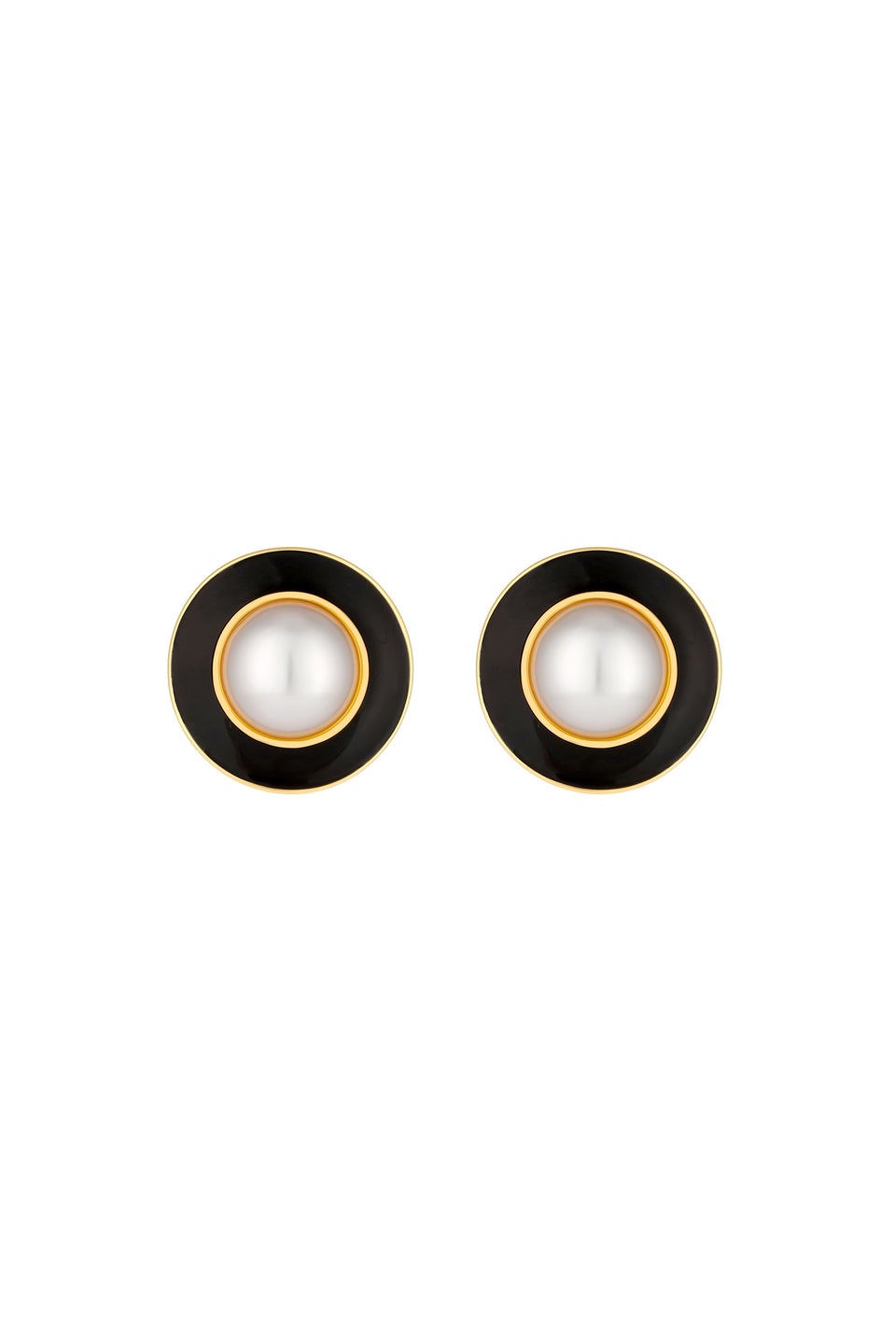 Jon Richard Vintage Inspired Gold Plated Pearl And Enamel Clip Earrings